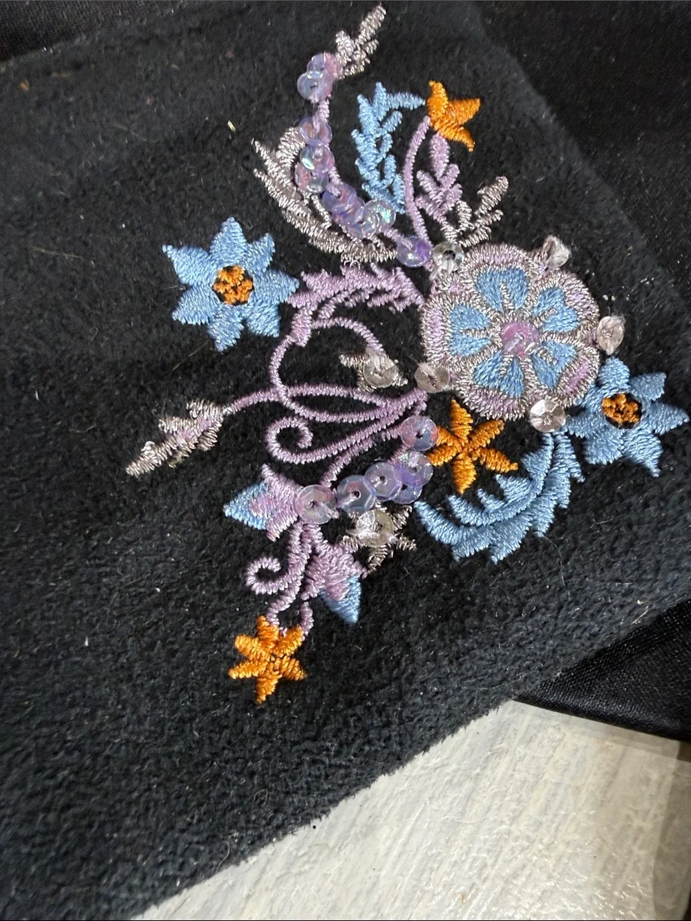 Vintage Pouch Set. flowered, Sequins, Rose